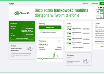 Widok pulpitu w nowej bankowości internetowej SGB24